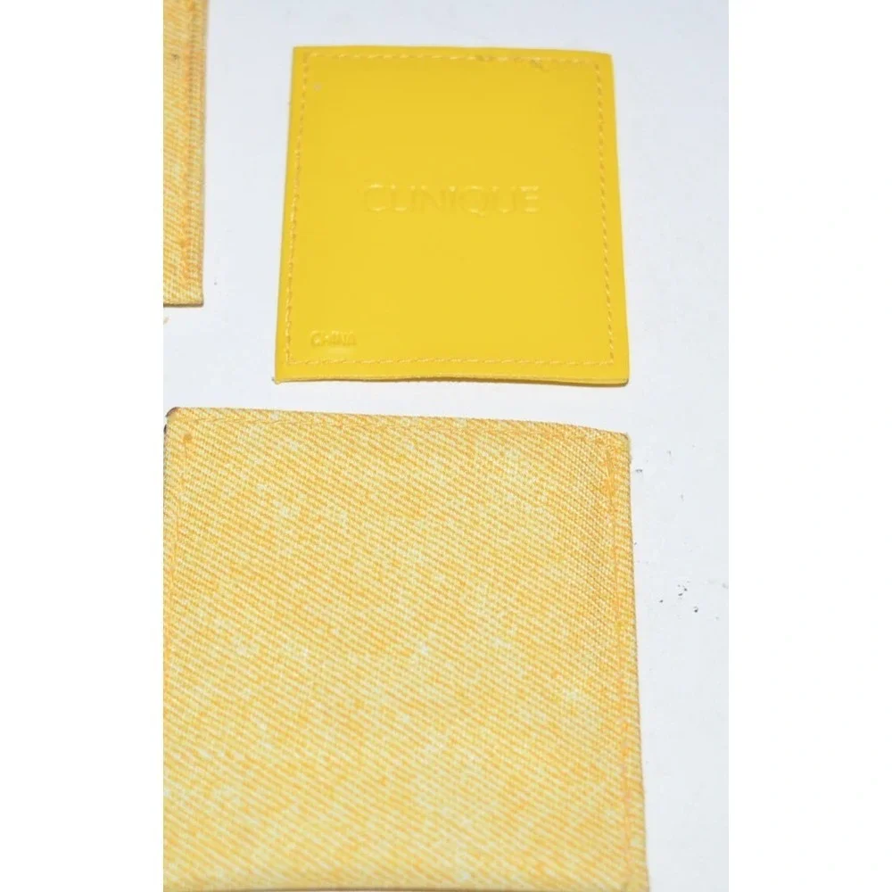 Vtg Clinique Bright Yellow Travel Purse Sliding Mirror pouch‎ NOS Set of 2